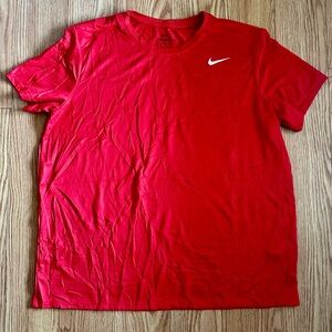 Nike Red Short-Sleeve Performance Tee with White Swoosh